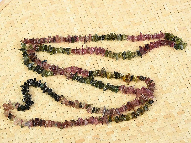 Turmalín multicolor náhrdelník 90cm sekané kousky