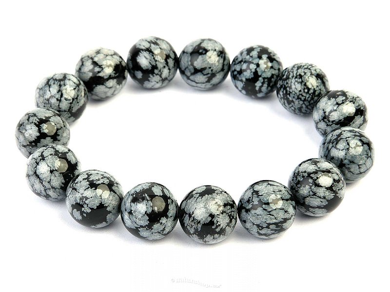 Flaky obsidian ball bracelet 14mm