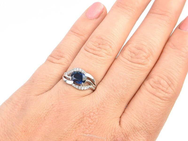 Stříbrný prsten disten kyanit a zirkony vel.55 Ag 925/1000 2,7g