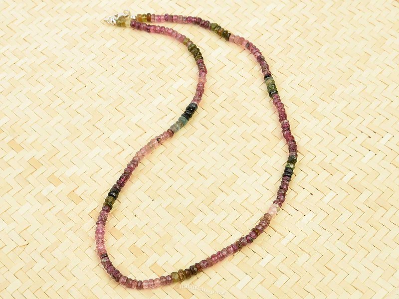 Broušený náhrdelník turmalín multicolor Ag zapínání