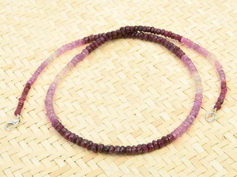 Ruby necklace buttonky cut Ag clasp