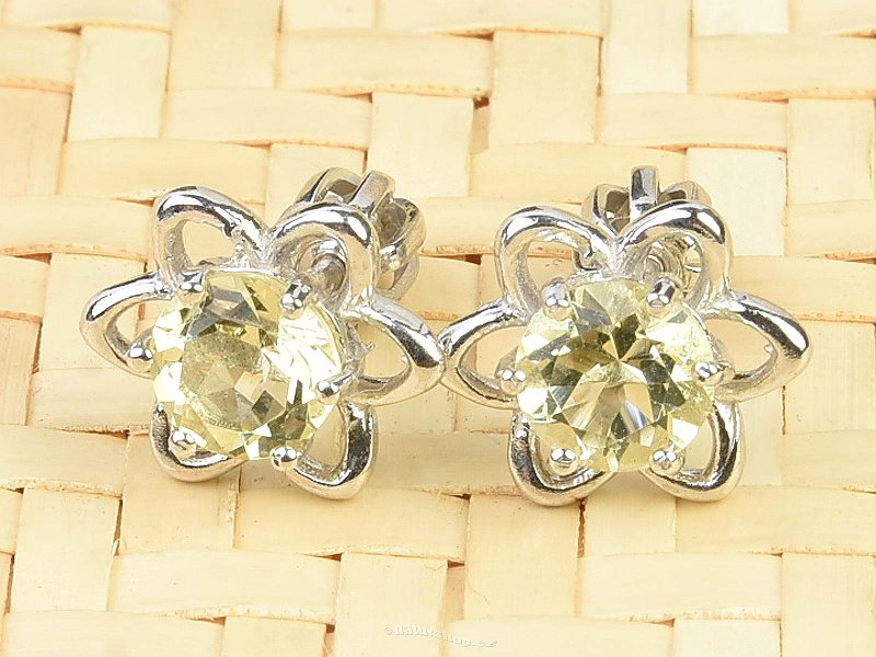 Lemon quartz earrings flower Ag 925/1000 + Rh