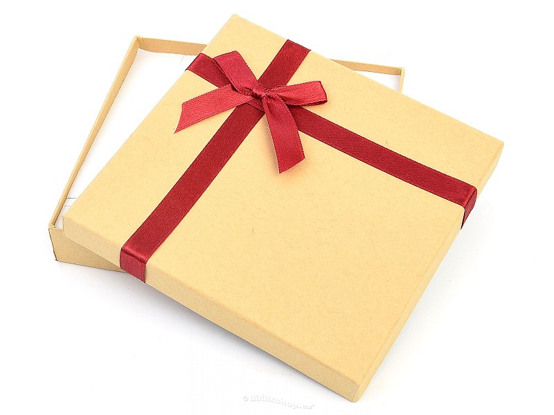Beige gift box with ribbon 14 x 14cm