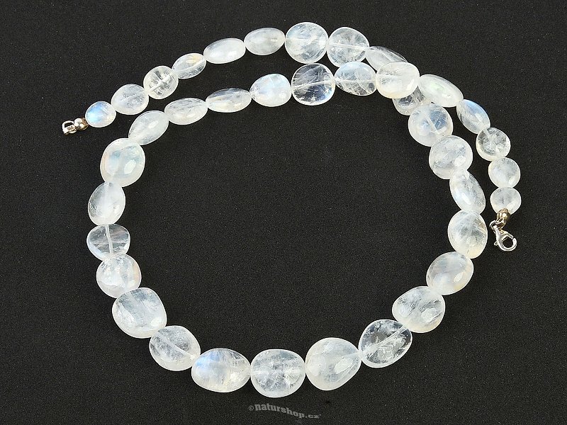 Měsíční kámen náhrdelník placičky Ag 925/1000 zapínání 50-52cm