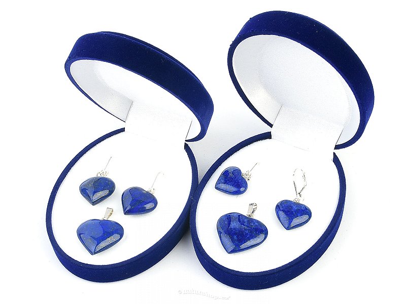 Lapis lazuli gift set heart jewelry Ag 925/1000