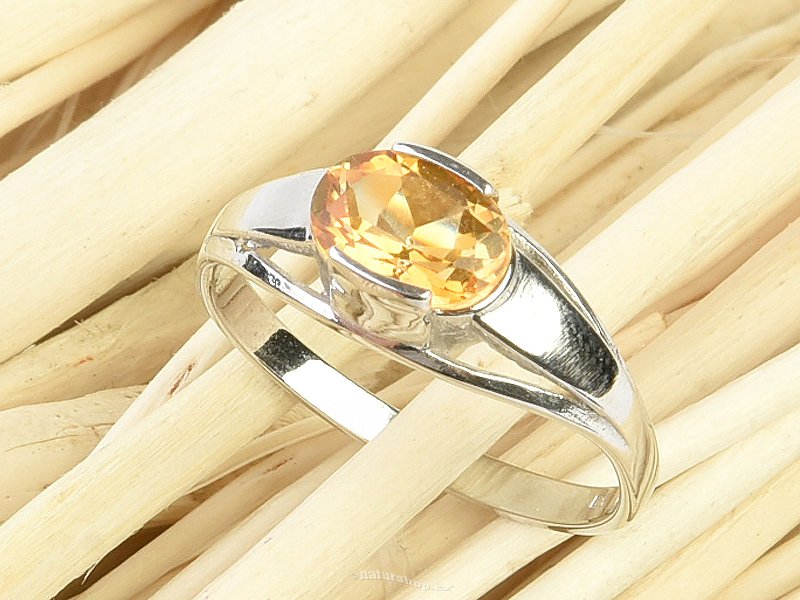 Oválný citrín prsten brus Ag 925/1000 stříbro
