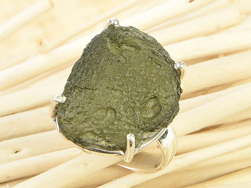 Přírodní vltavín prsten Ag 925/1000 6,0g vel.51