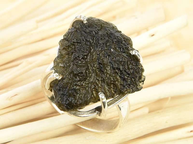 Přírodní vltavín prsten Ag 925/1000 7,0g vel.55