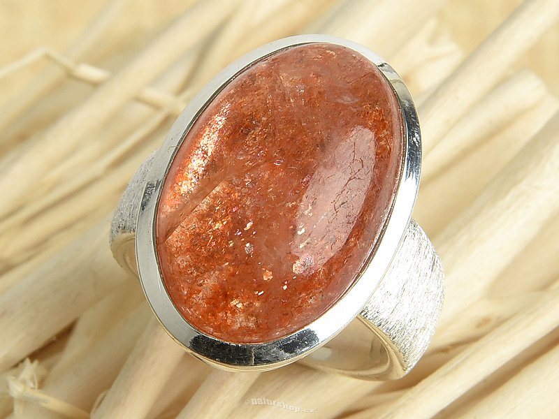 Ring sunstone oval Ag 925/1000 14.7g size 56