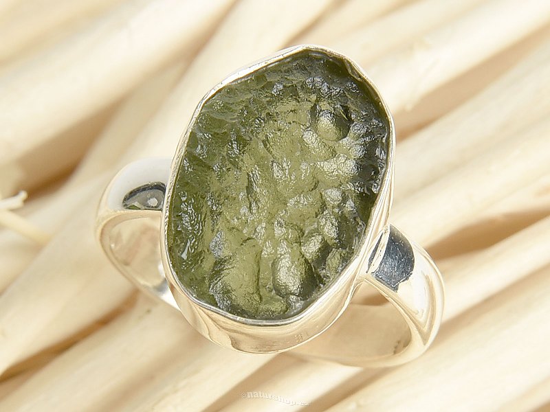 Moldavite raw ring size 53 Ag 925/1000 4.3g
