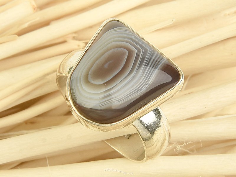 Stříbrný prsten s achátem vel.53 Ag 925/1000 7,3g