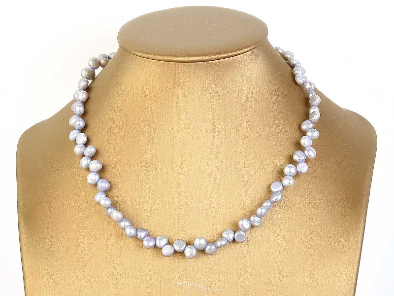 Necklace made of blue smaller zig zag pearls 42 cm