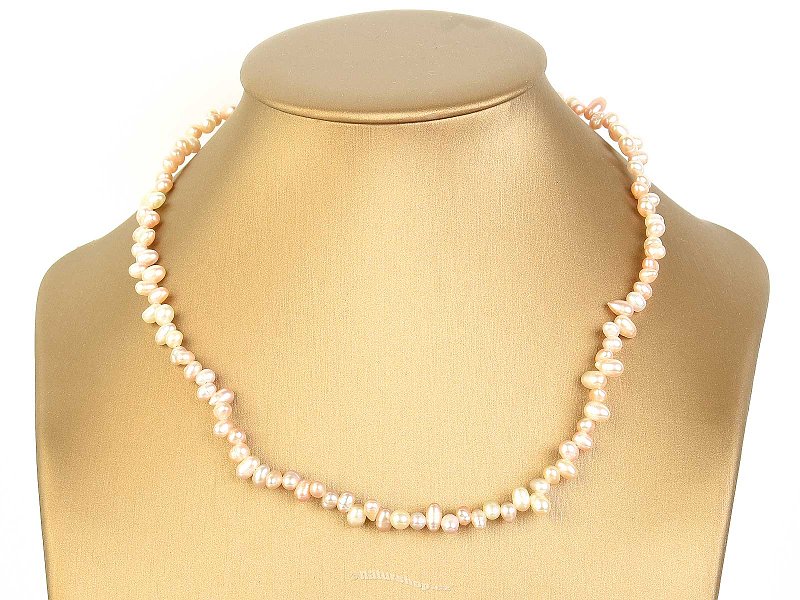 Rainbow pearl necklace zig zag 42cm