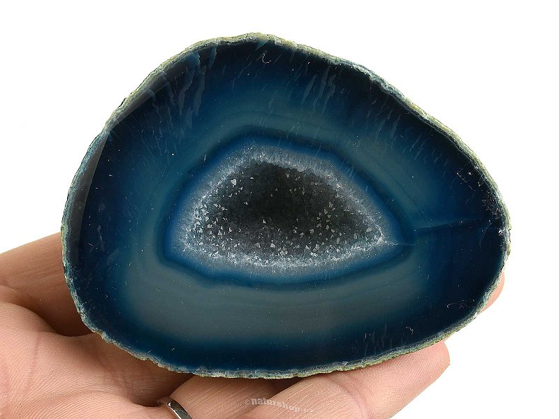 Geoda s dutinou z achátu barvená modrá 158g