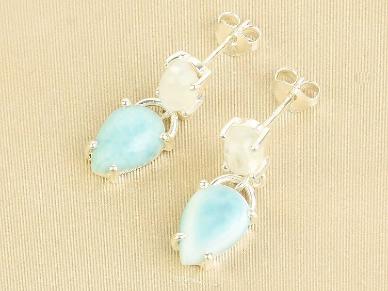 Larimar and moonstone earrings silver Ag 925/1000
