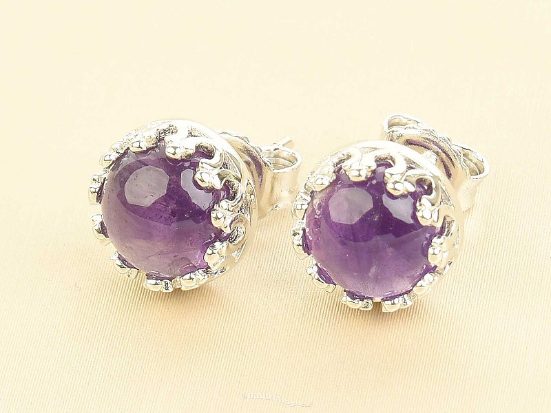 Amethyst earrings with decorative bezel Ag 925/1000 + Rh