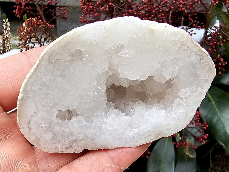 Quartz-calcite geode from Morocco 158g