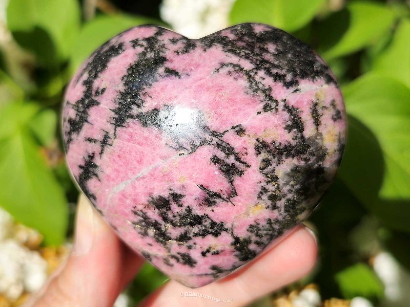 Smooth rhodonite heart from Madagascar 350g
