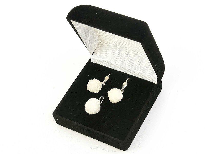 Gift set of jewelry mini druse quartz/calcite Ag 925/1000