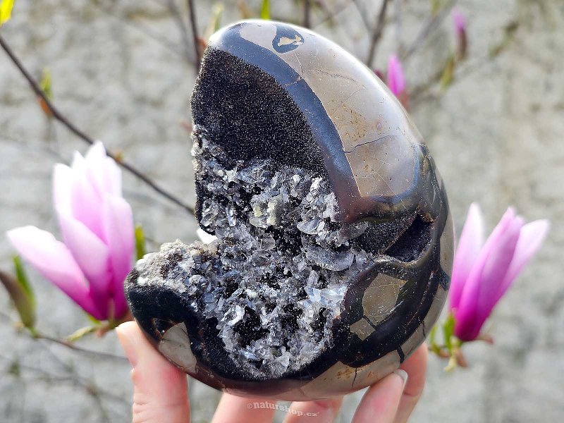 Septarie dračí vejce s krystalky kalcitu z Madagaskaru 1357g