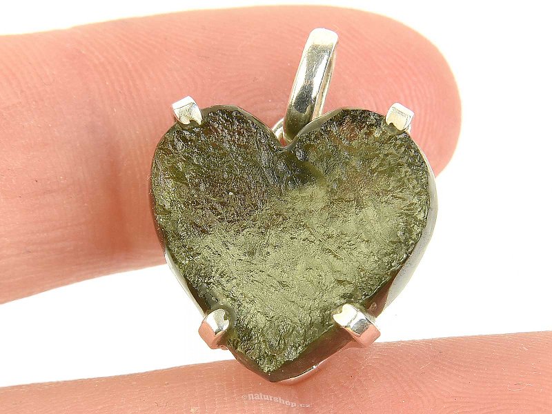 Přívěsek srdce vltavín surový Ag 925/1000 4,0g