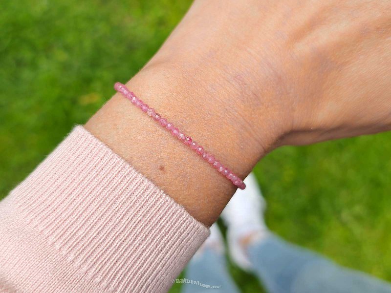 Pink tourmaline bracelet with balls cut 2mm Ag 925/1000