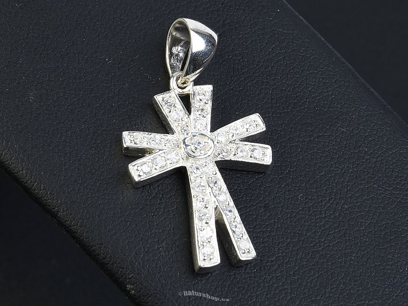 Silver pendant with zircons Ag 925/1000 cross with