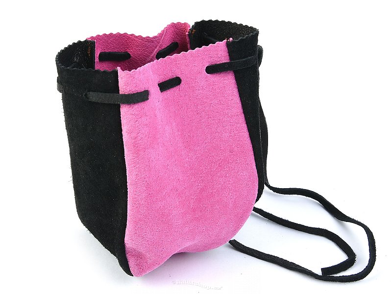 Pouch leather black and pink