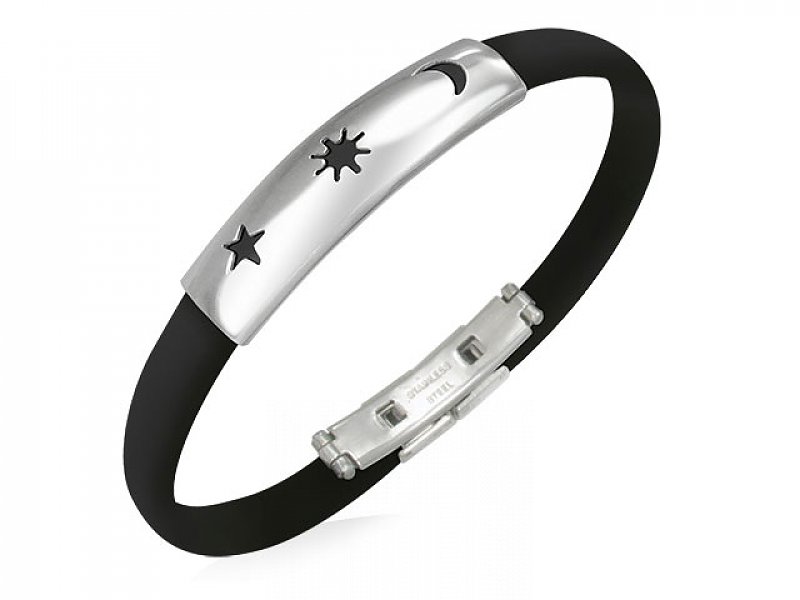 Silicone bracelet with black plate steel typ203