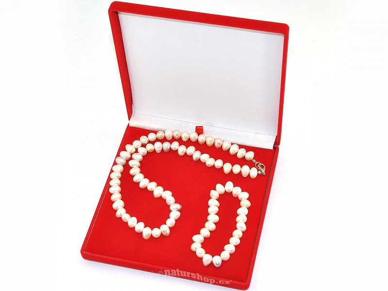 Bílé velké perly dárková sada v krabičce (53cm)