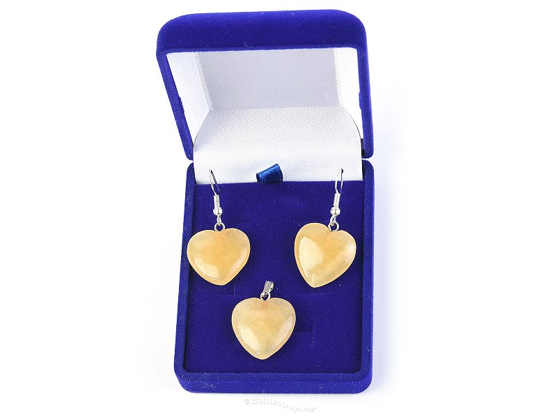 Calcite yellow heart jewelery gift set