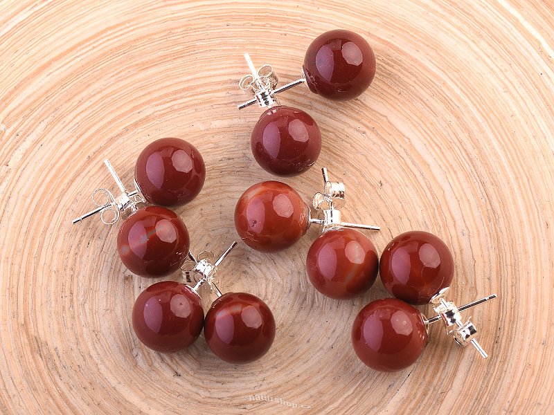 Mookait earrings balls 10.5 mm Ag puzeta