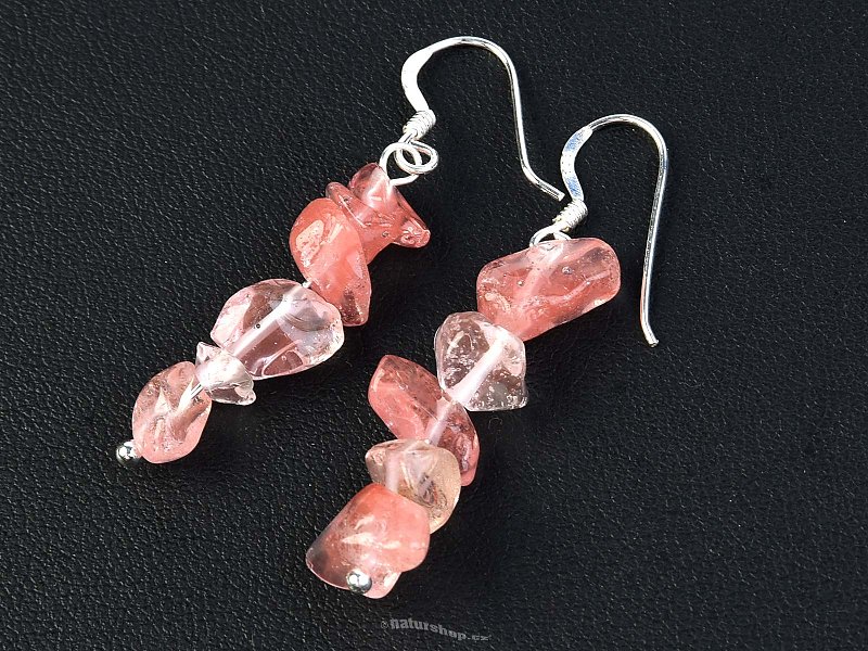 Calcite pink earring hooks Ag