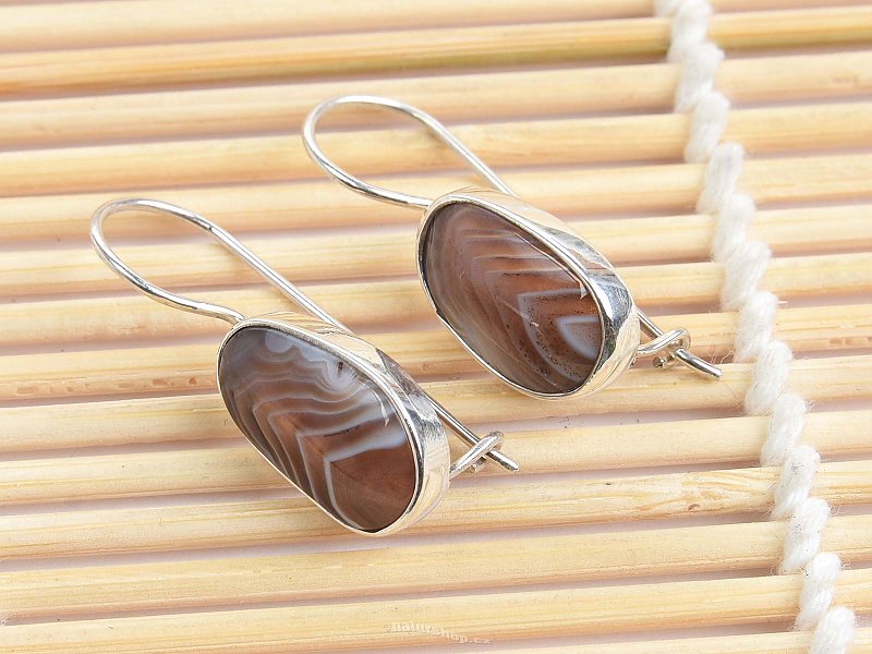 Silver earrings with agate Ag 925/1000 3.9g 31mm