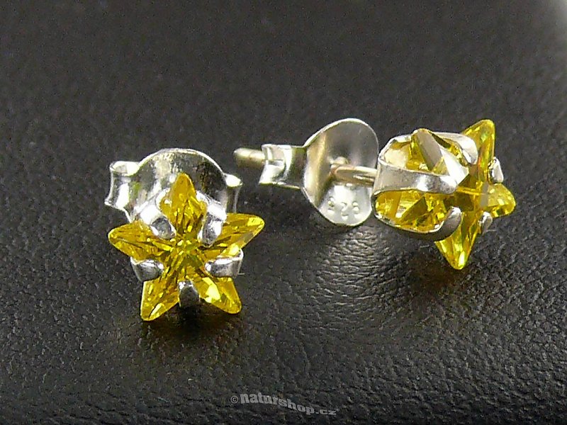 Ag zircon earrings yellow star - typ029