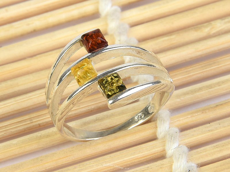 Amber Ring Color Cube Ag 925/1000