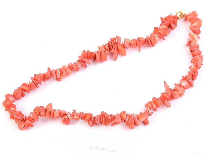 Mušle oranžová náhrdelník sekané tvary 45cm