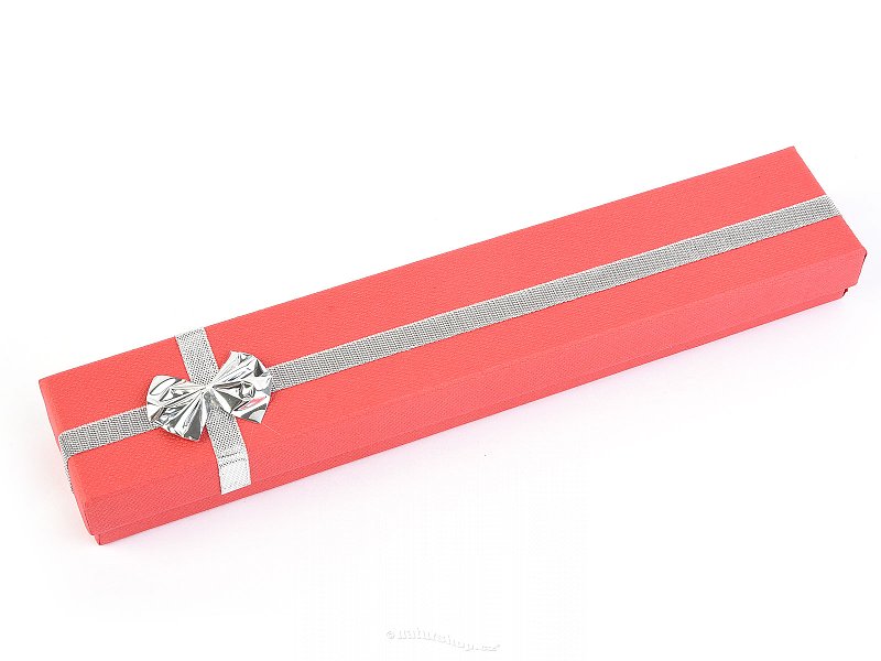 Gift box red with silver bow 20.5 x 4.4cm
