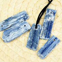 Kyanite (disten) drilled pendant on the leather
