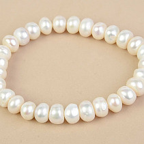Náramek z bílých perel buttony velké