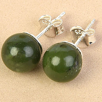 Earrings Canadian jade beads 8mm Ag silver