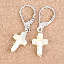 Sea pearl earrings crosses handle Ag 925/1000
