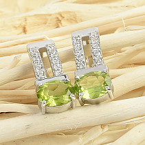 Silver earrings with olivine and zircons Ag 925/1000 4.7g