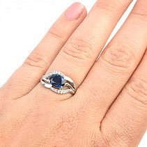 Stříbrný prsten disten kyanit a zirkony vel.55 Ag 925/1000 2,7g