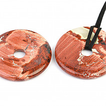 Jaspis brekciový přívěsek donut na kůži 45mm