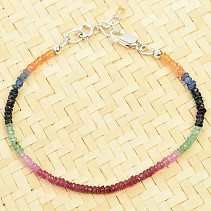 Tourmaline multicolor button facet bracelet Ag clasp