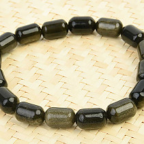 Obsidian gold keg bracelet for men