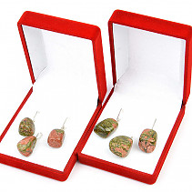 Epidote set of earrings and pendant Ag hooks
