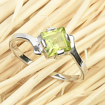 Olivine ring standard cut diamond Ag 925/1000 + Rh