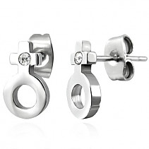 Steel earrings with zircon women